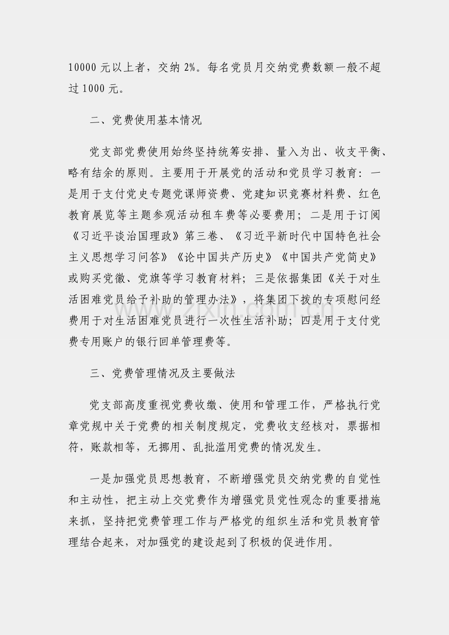 专项报告：国企党支部党费收缴使用和管理情况自查专项报告.docx_第2页