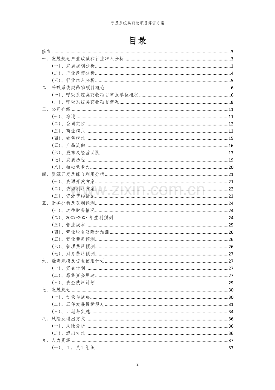 2026年呼吸系统类药物项目筹资方案.docx_第2页