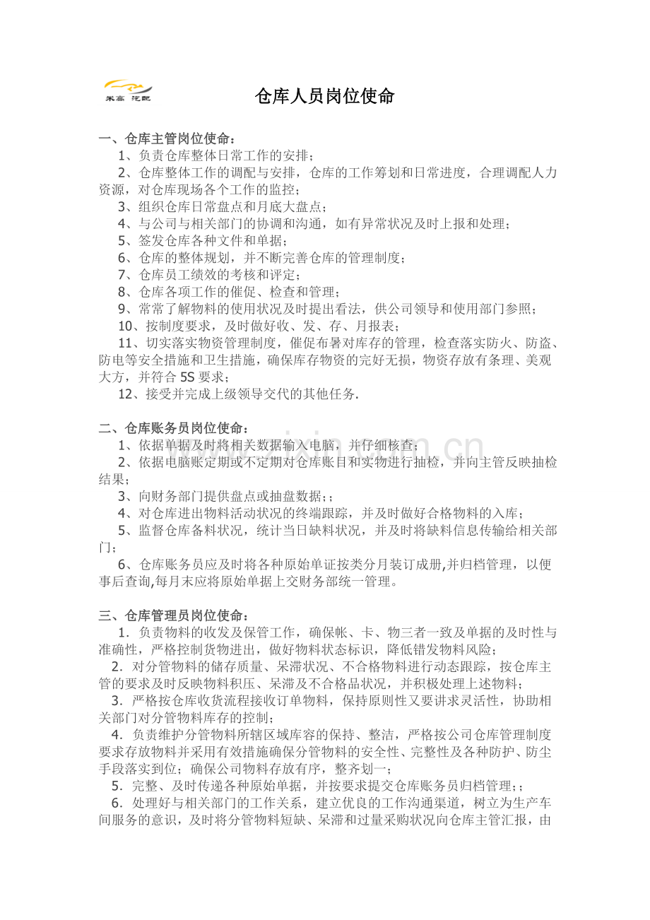 仓库人员岗位职责-仓库主管、仓管、文员的工作内容.doc_第1页