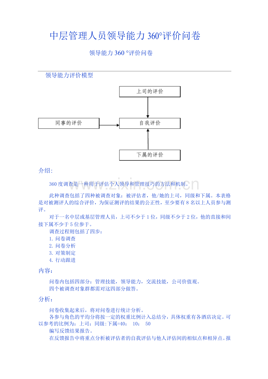 中层管理人员领导能力360°评价问卷.docx_第1页