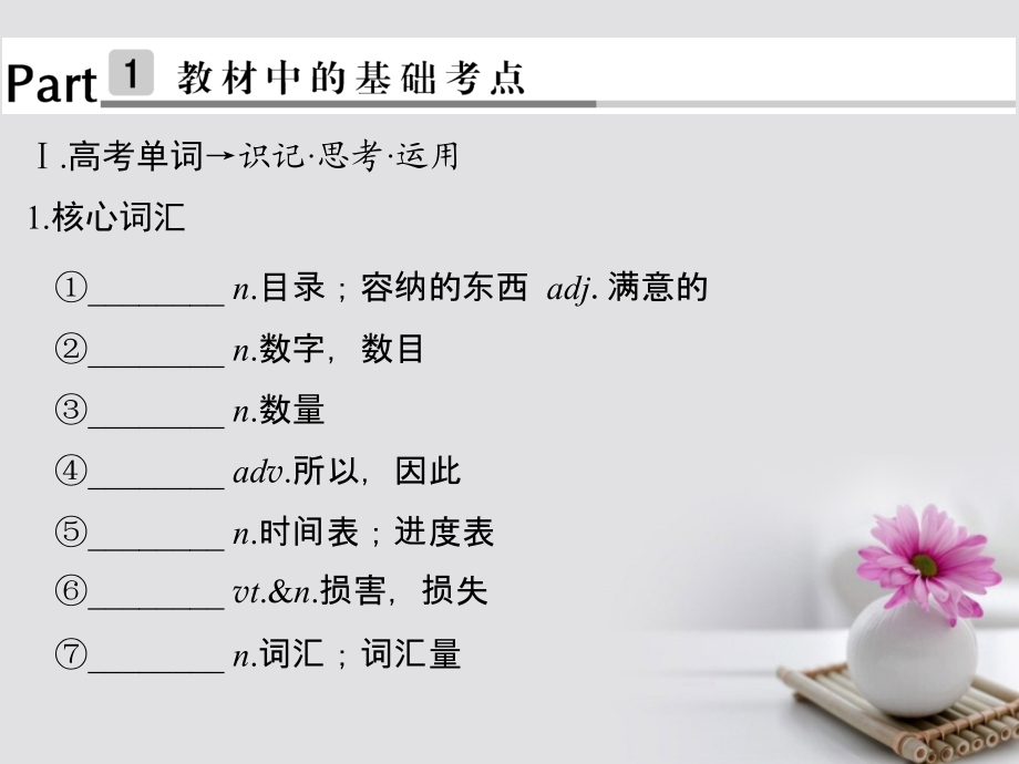 2019届高考英语大一轮复习-第1部分-基础知识考点-Unit-9-Wheels讲义-北师大版必修.ppt_第2页