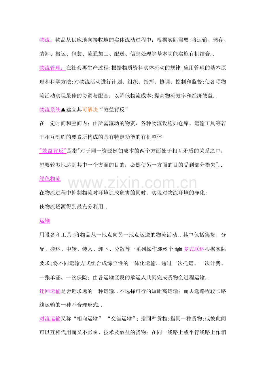 现代物流管理名词解释.docx_第1页