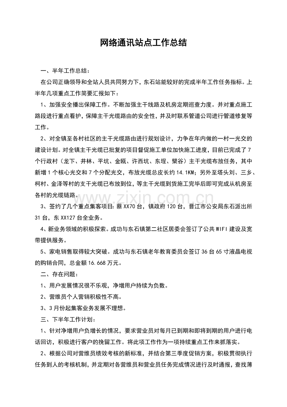网络通讯站点工作总结.docx_第1页