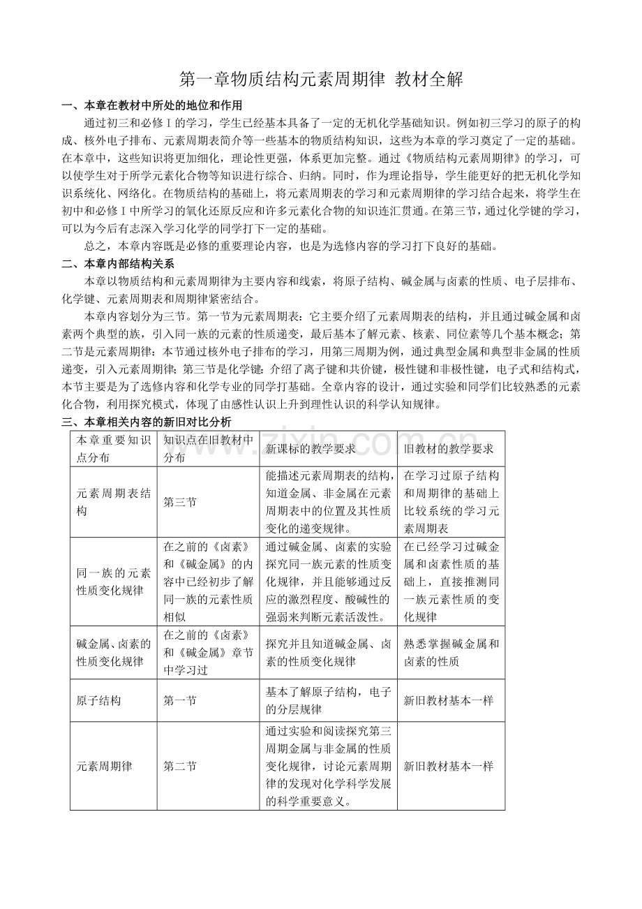 新人教版高中化学必修2第一章物质结构元素周期律教材全解.doc_第1页