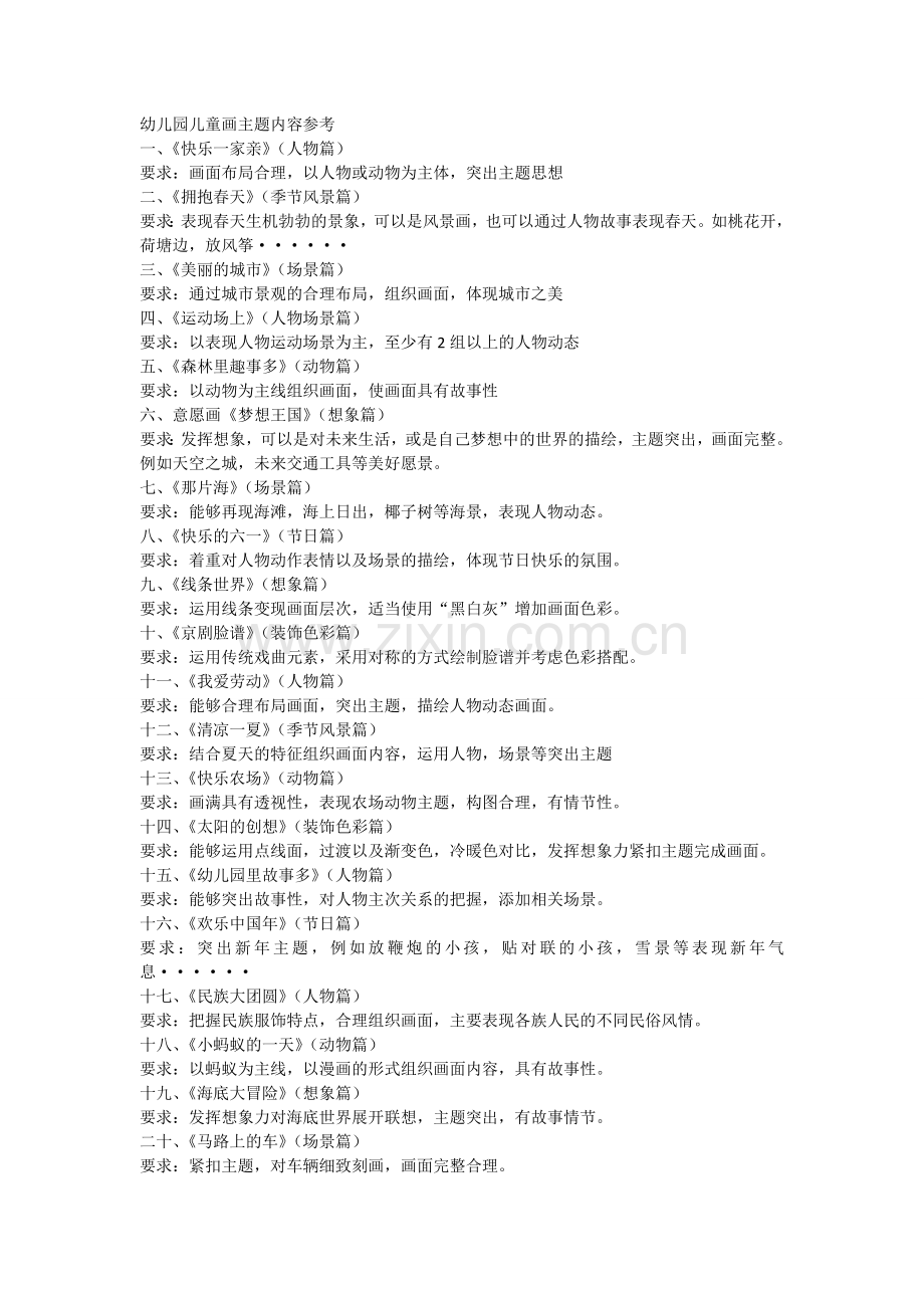 幼儿园儿童画50个主题.doc_第1页