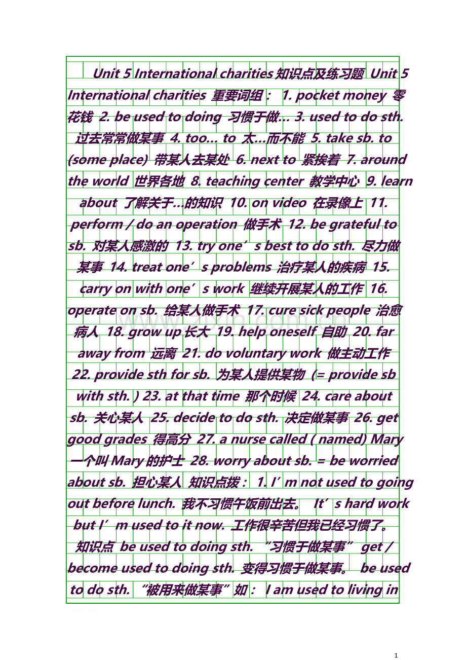 Unit5Internationalcharities知识点及练习题.docx_第1页