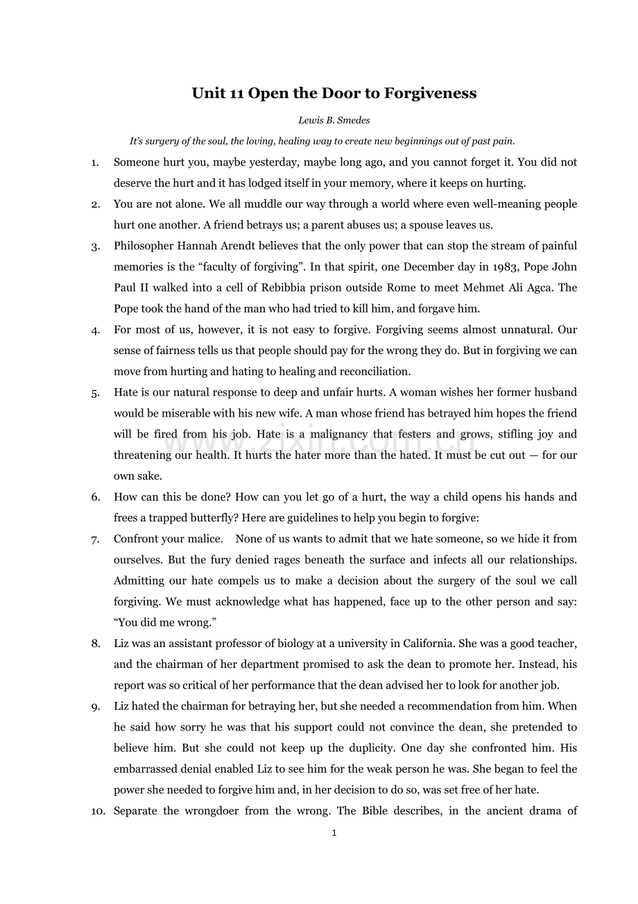 Unit11OpentheDoortoForgiveness课文翻译综合教程二.doc_第1页