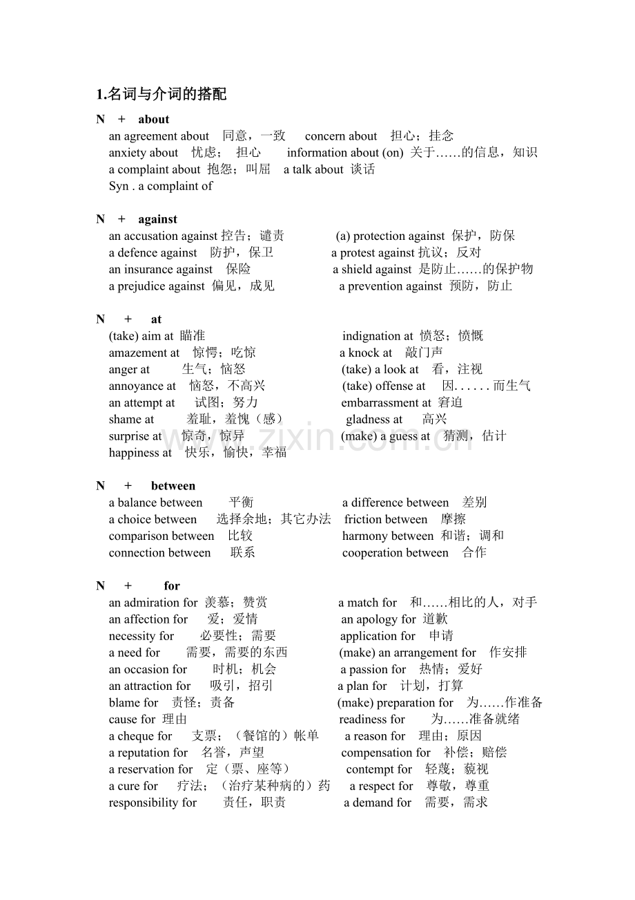 名词与介词的搭配.doc_第1页
