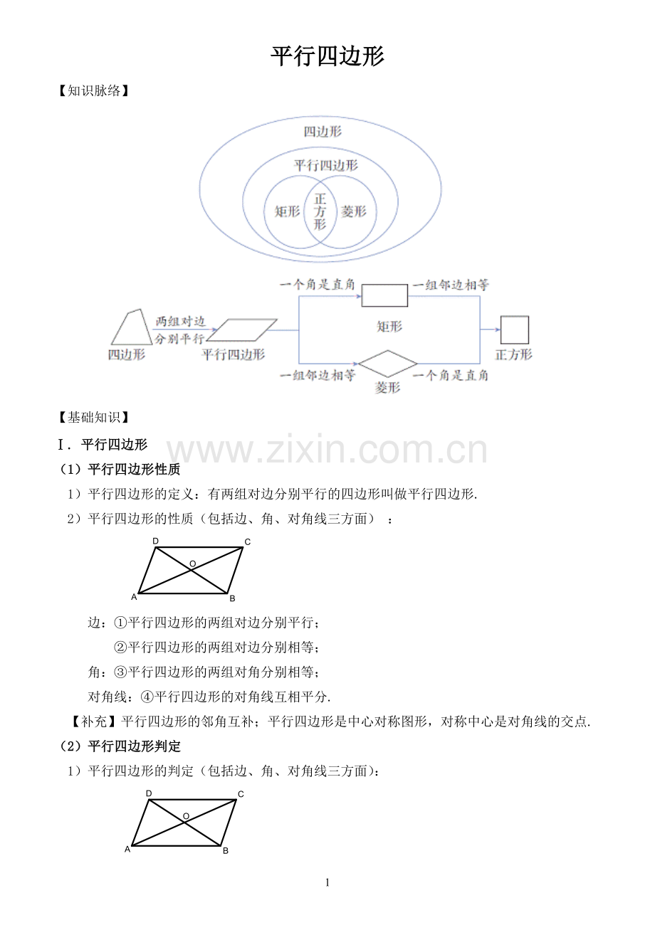 平行四边形全章知识点.doc_第1页