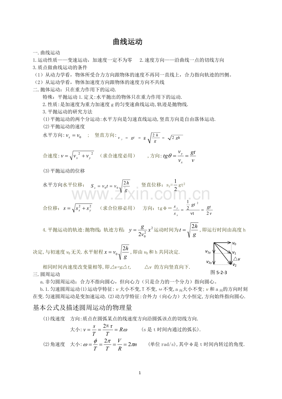 高中物理必修二曲线运动讲义.doc_第1页