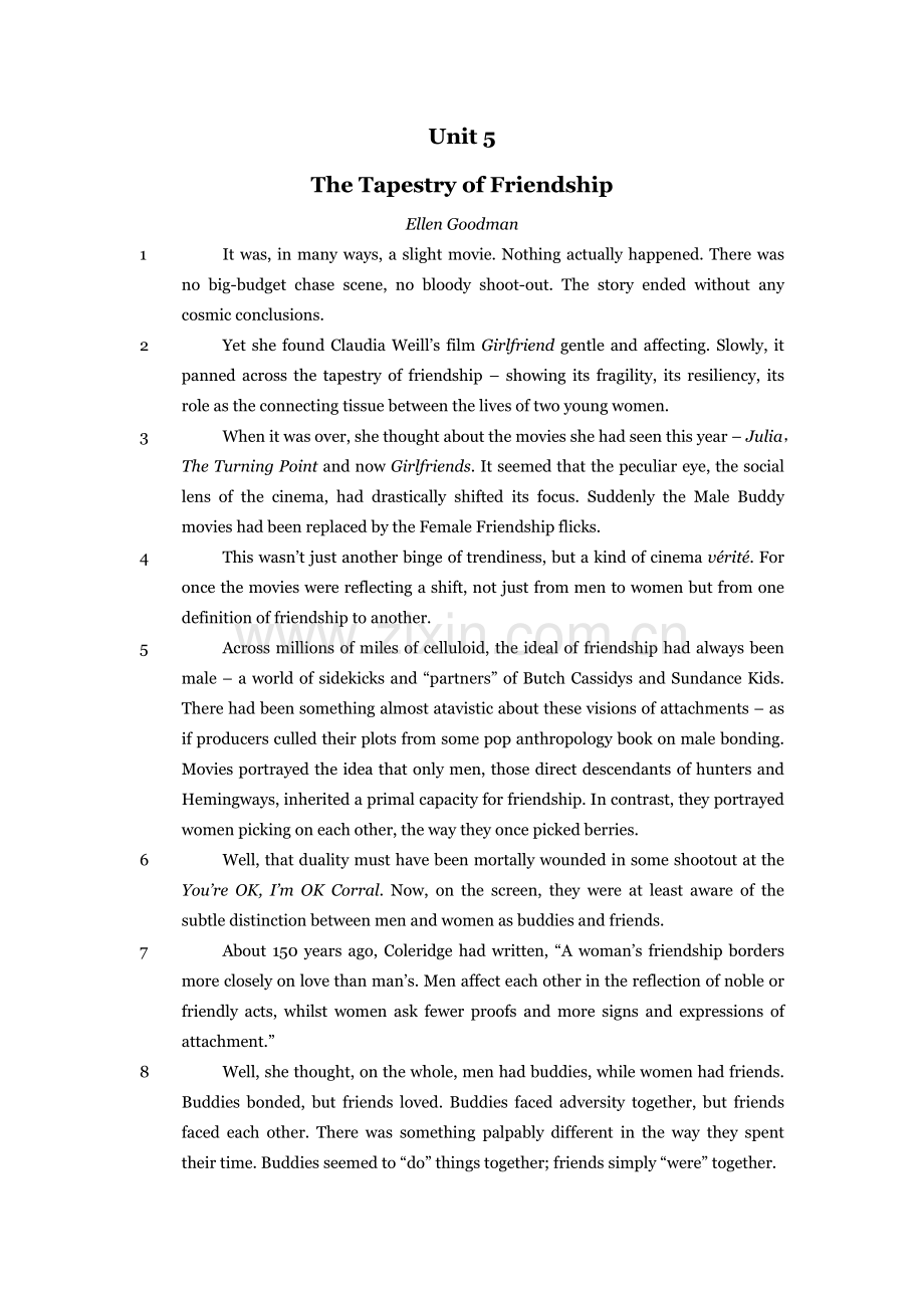 Unit5TheTapestryofFriendship课文翻译综合教程四.doc_第1页