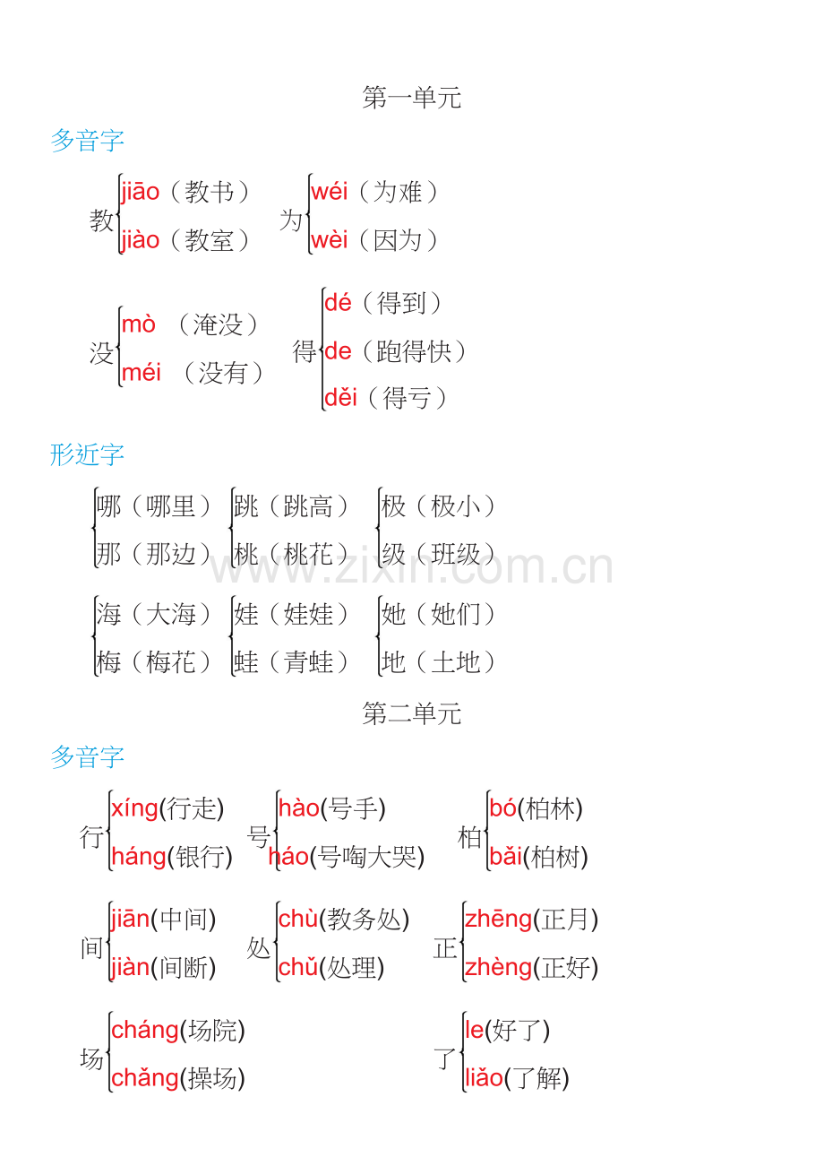 部编二年级语文上册【多音字+形近字】组词汇总.doc_第1页