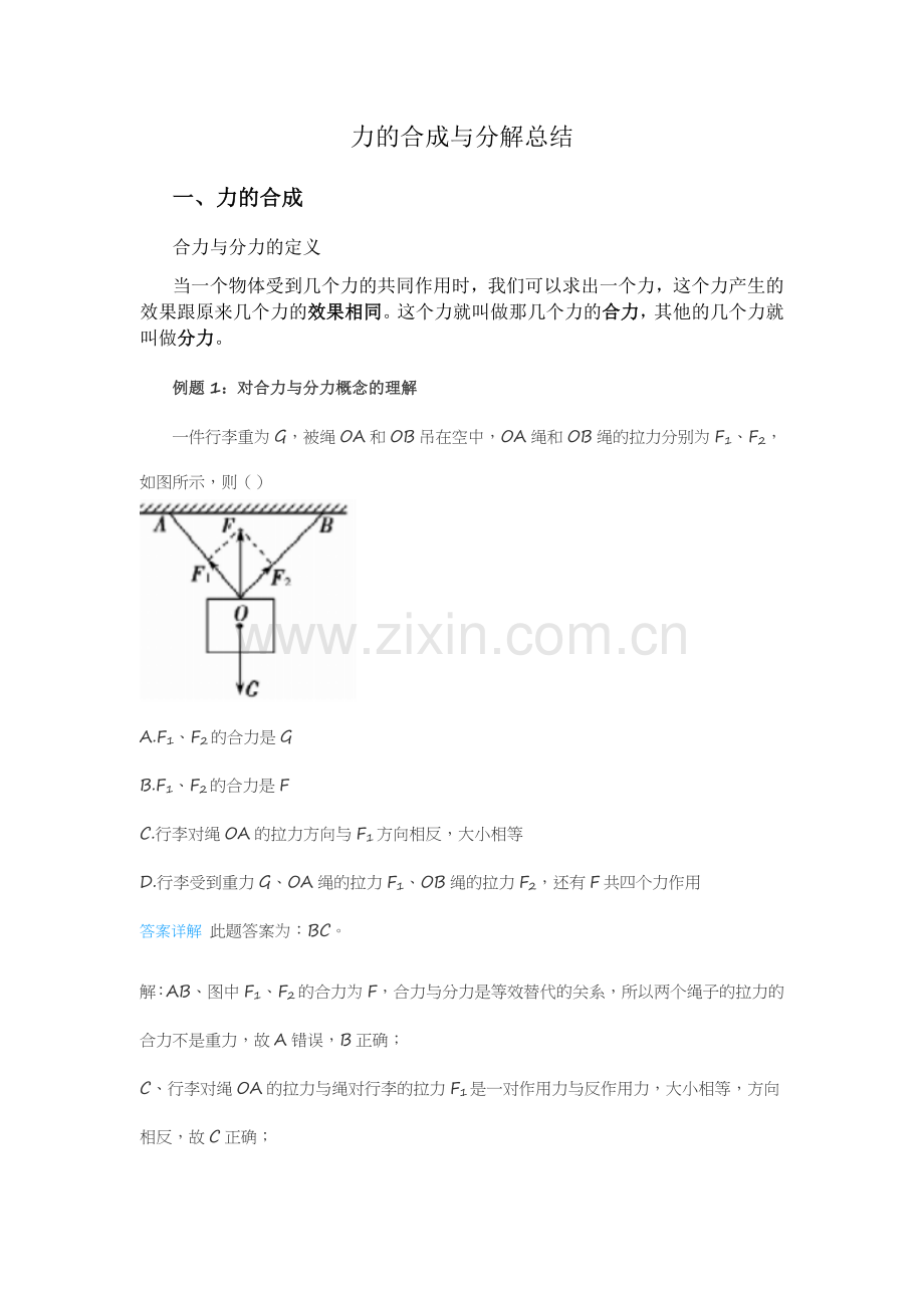 高中必修一力的合成与分解总结.doc_第1页