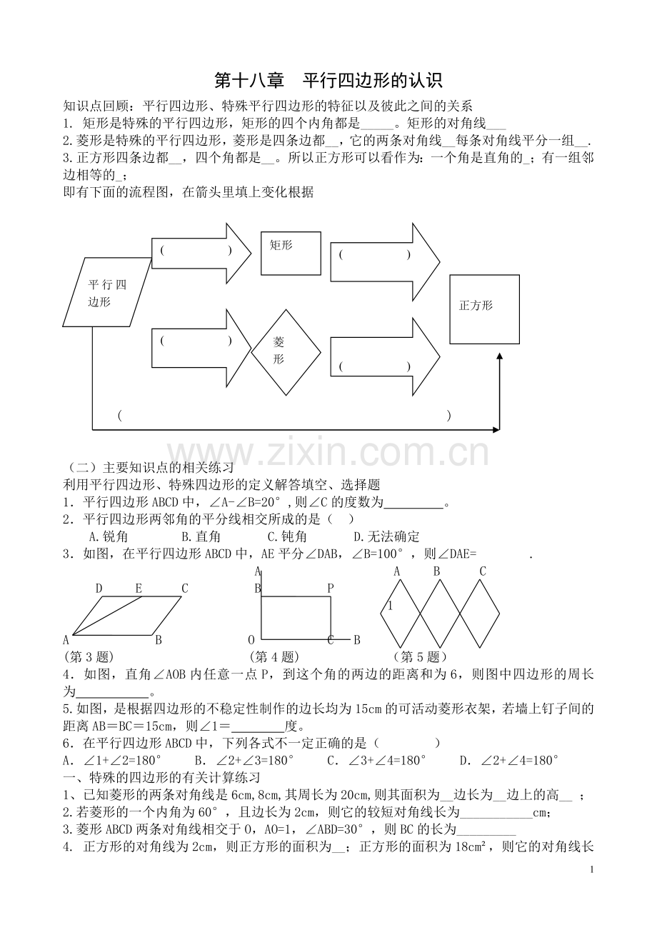 第十八章平行四边形知识点与常见题型总结.doc_第1页