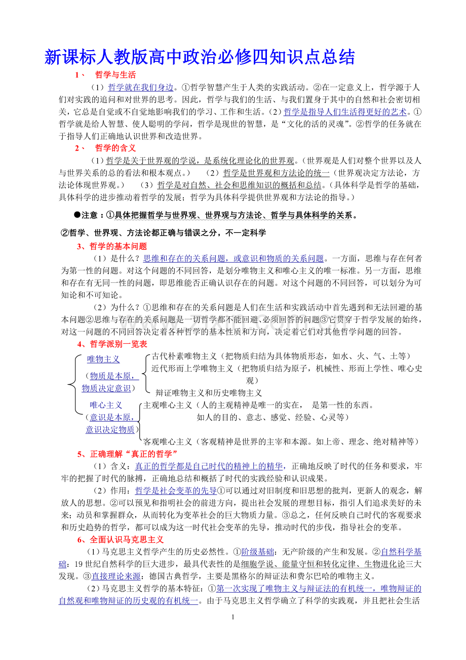 新课标人教版高中政治必修四知识点总结保你满意.doc_第1页