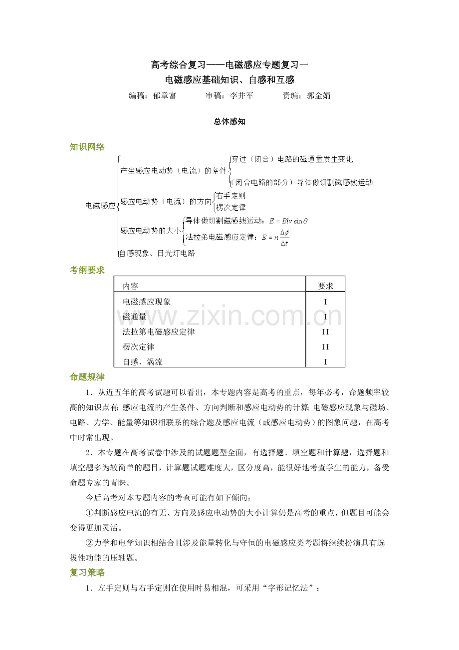 高中物理电磁感应专题复习.doc_第1页