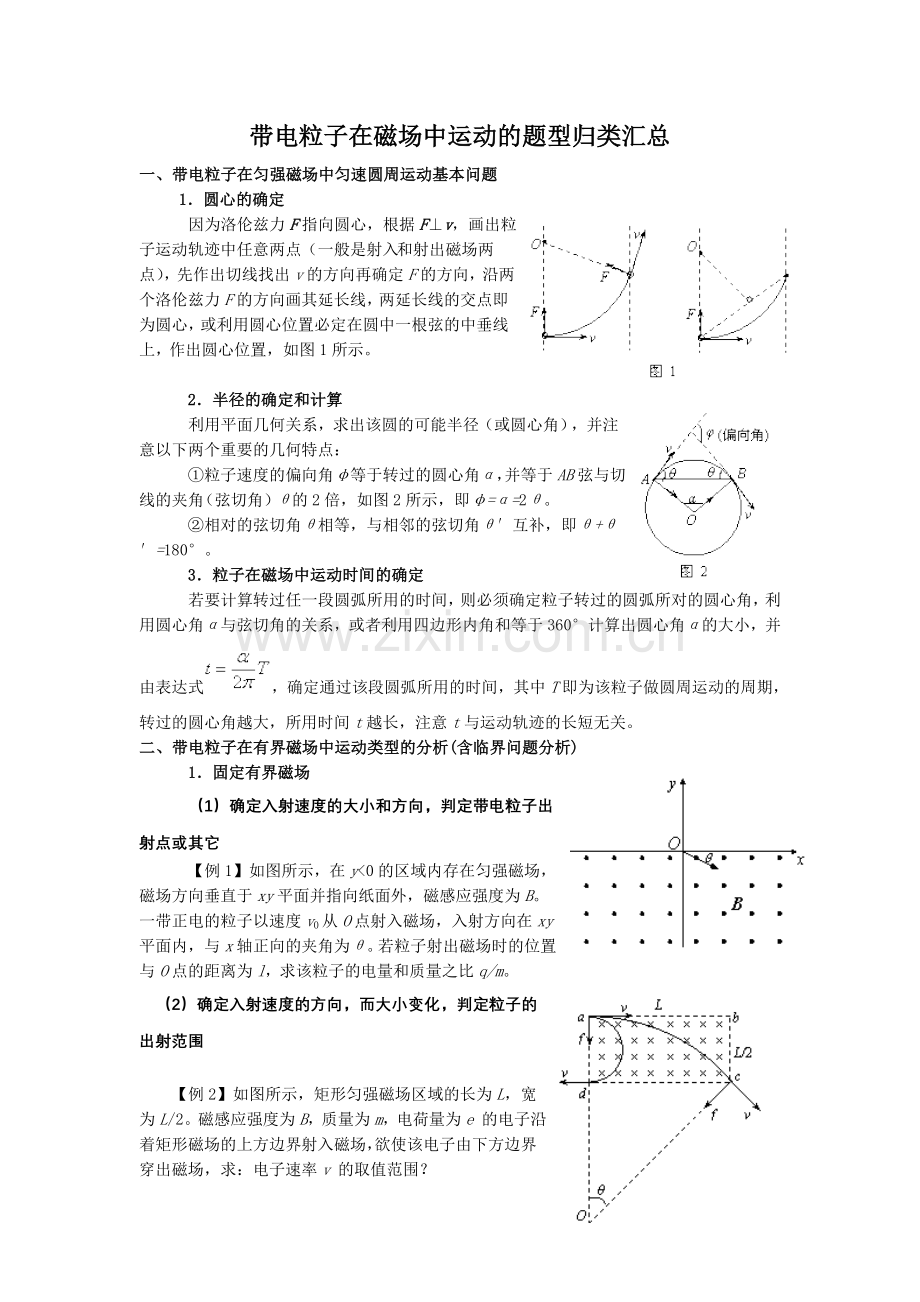 带电粒子在磁场中运动的题型归类汇总.doc_第1页