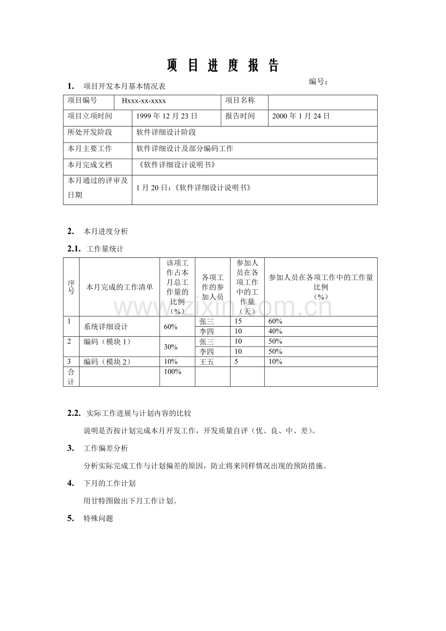 项目进度报告模版.doc_第1页
