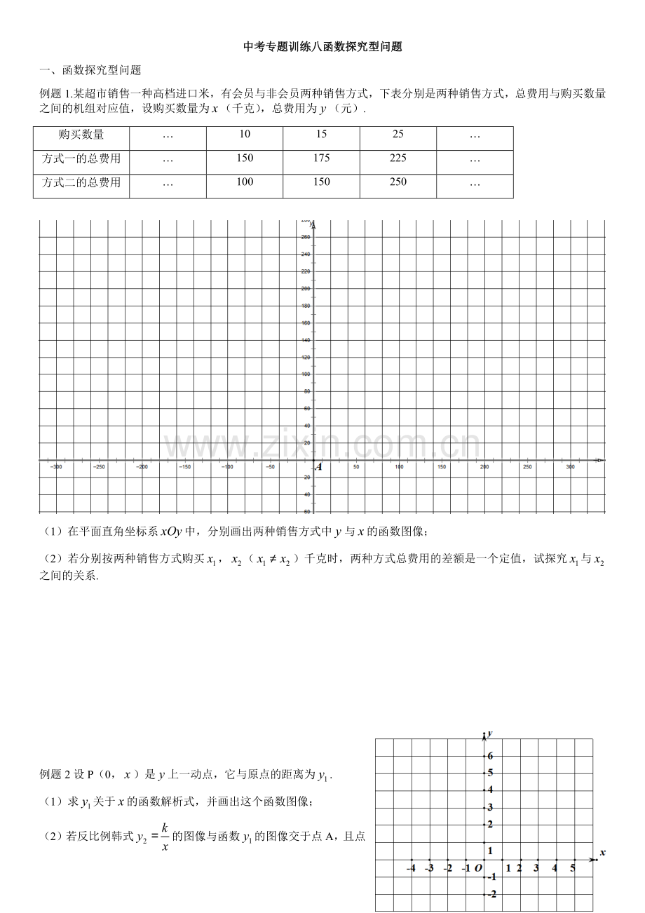 重庆中考专题训练八函数探究型问题.doc_第1页