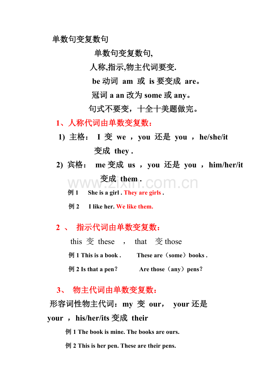 单复数句子变换.doc_第1页