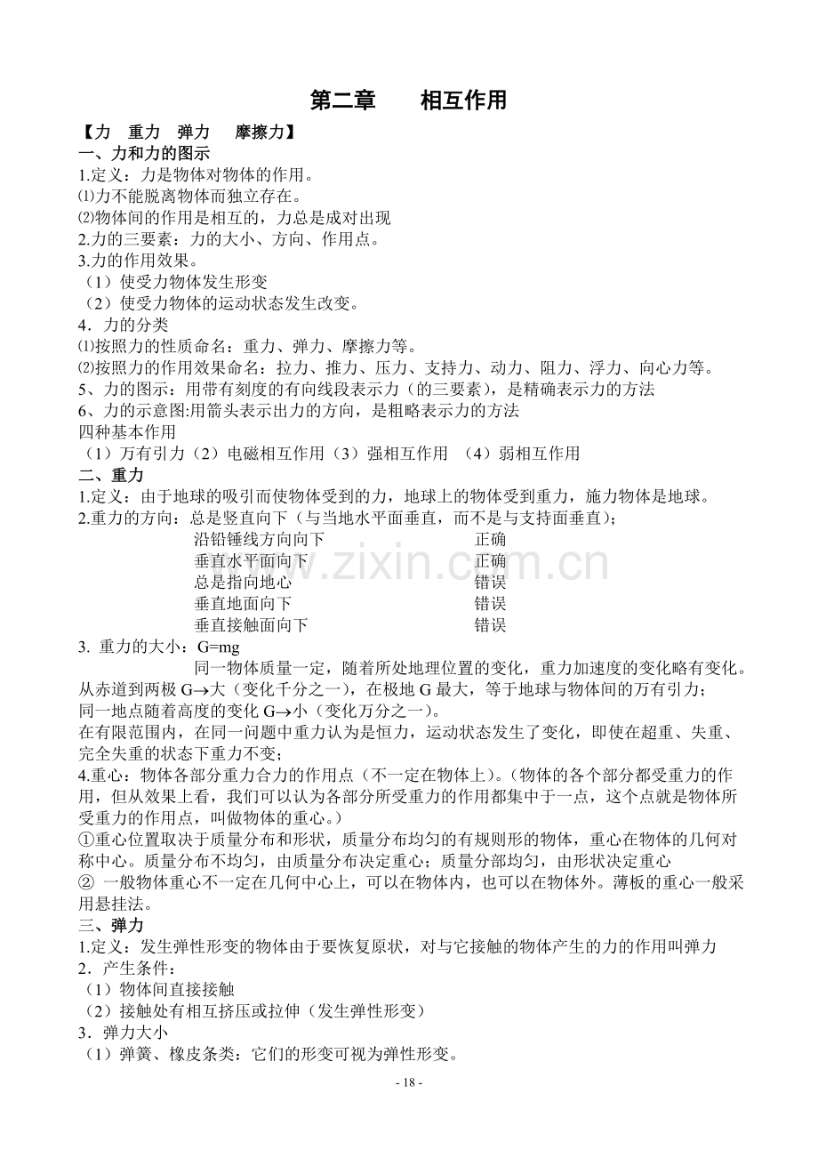 专题2：相互作用知识点(老师版).doc_第1页