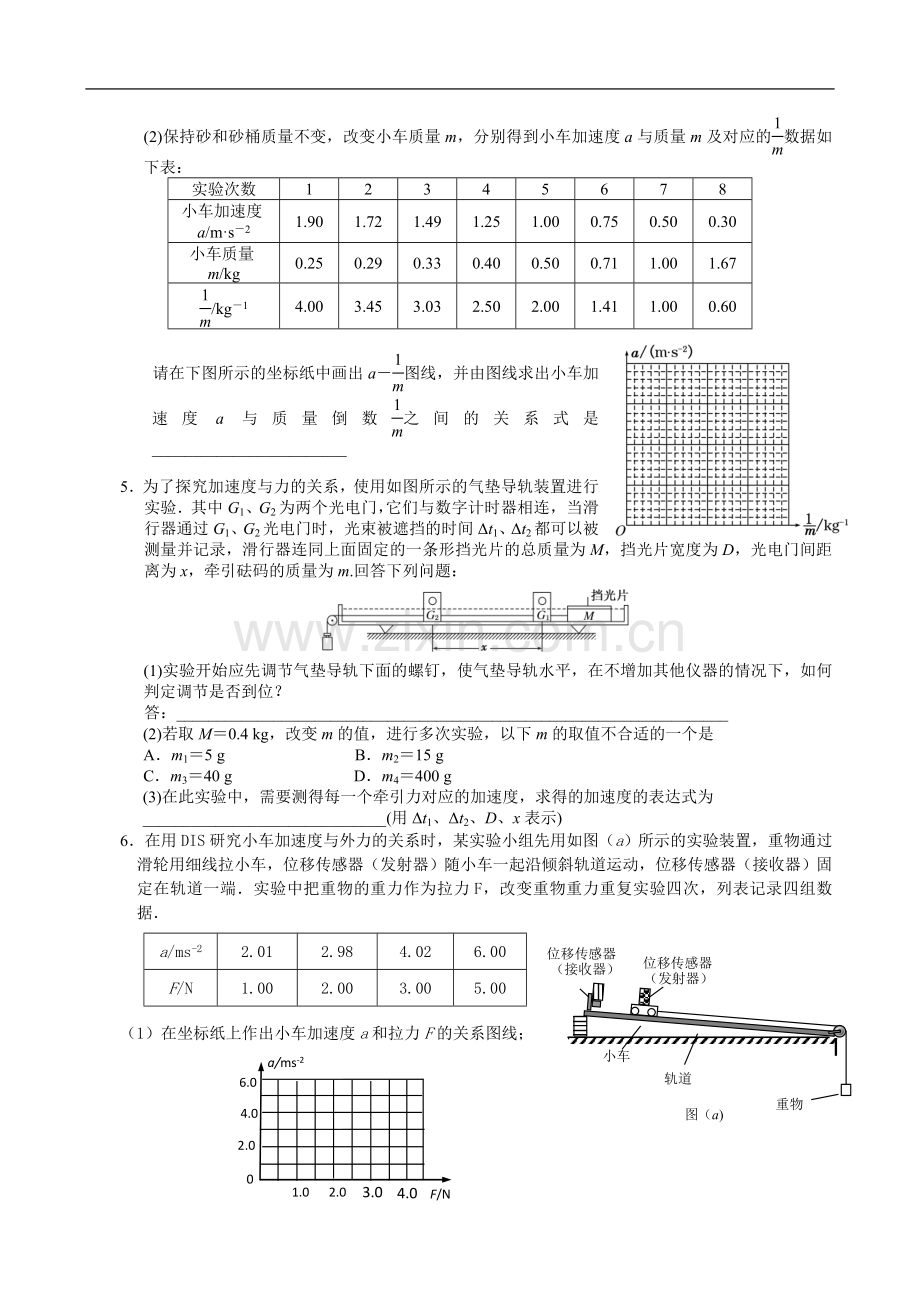 牛顿第二定律实验练习题(含答案).doc_第2页