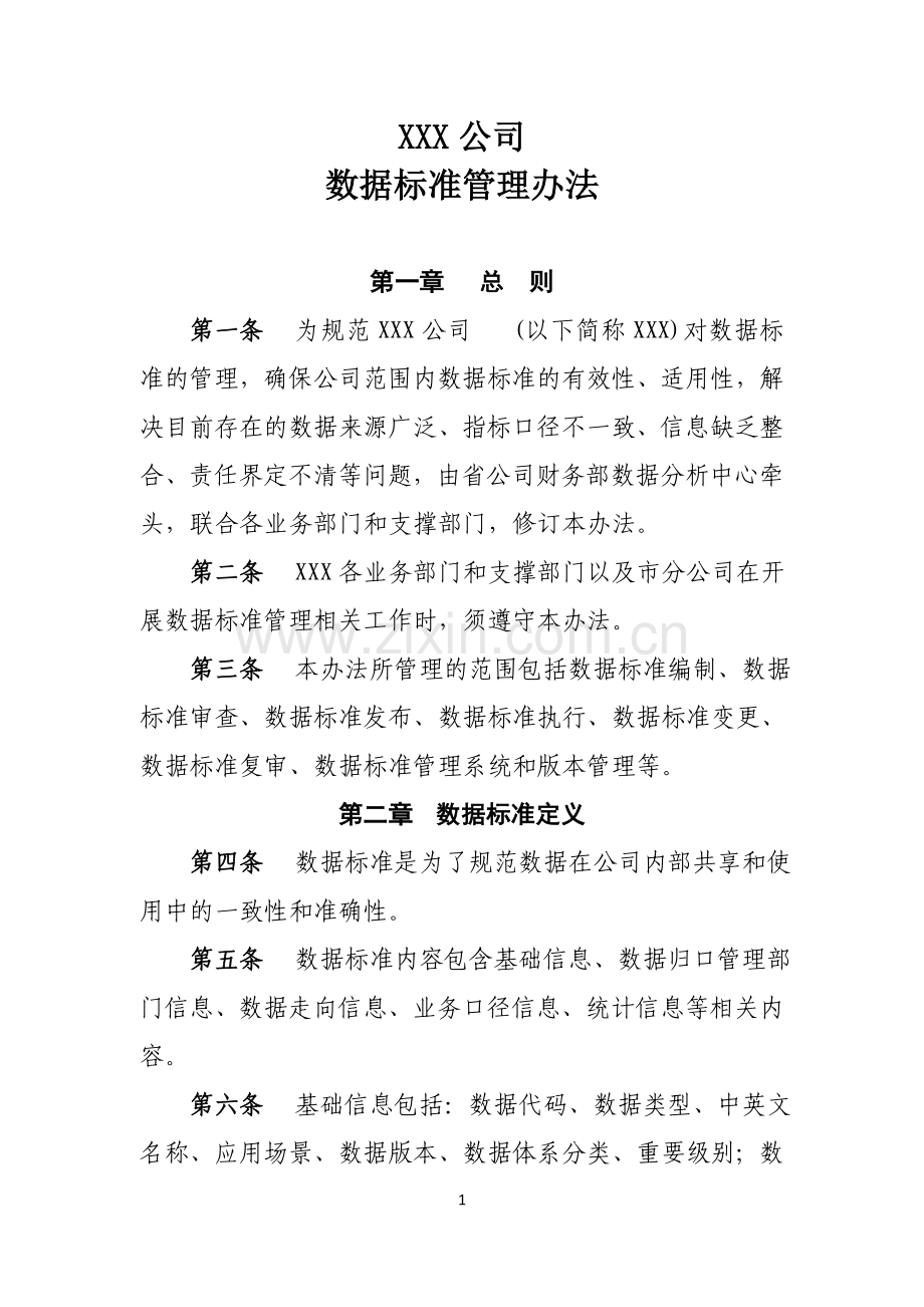 XX公司数据标准管理办法v2.doc_第1页