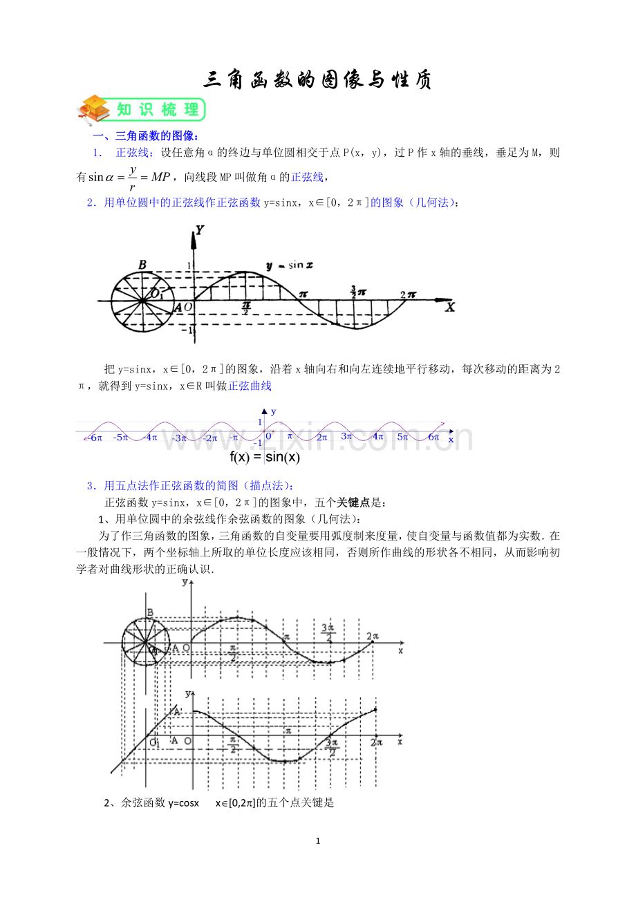 人教版高数必修四第4讲：三角函数的图像与性质(教师版).doc_第1页
