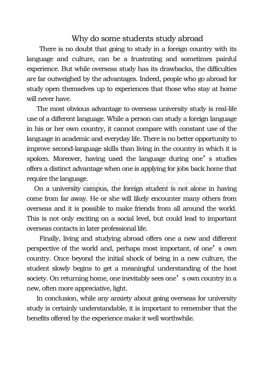 Whydosomestudentsstudyabroad.doc_第1页