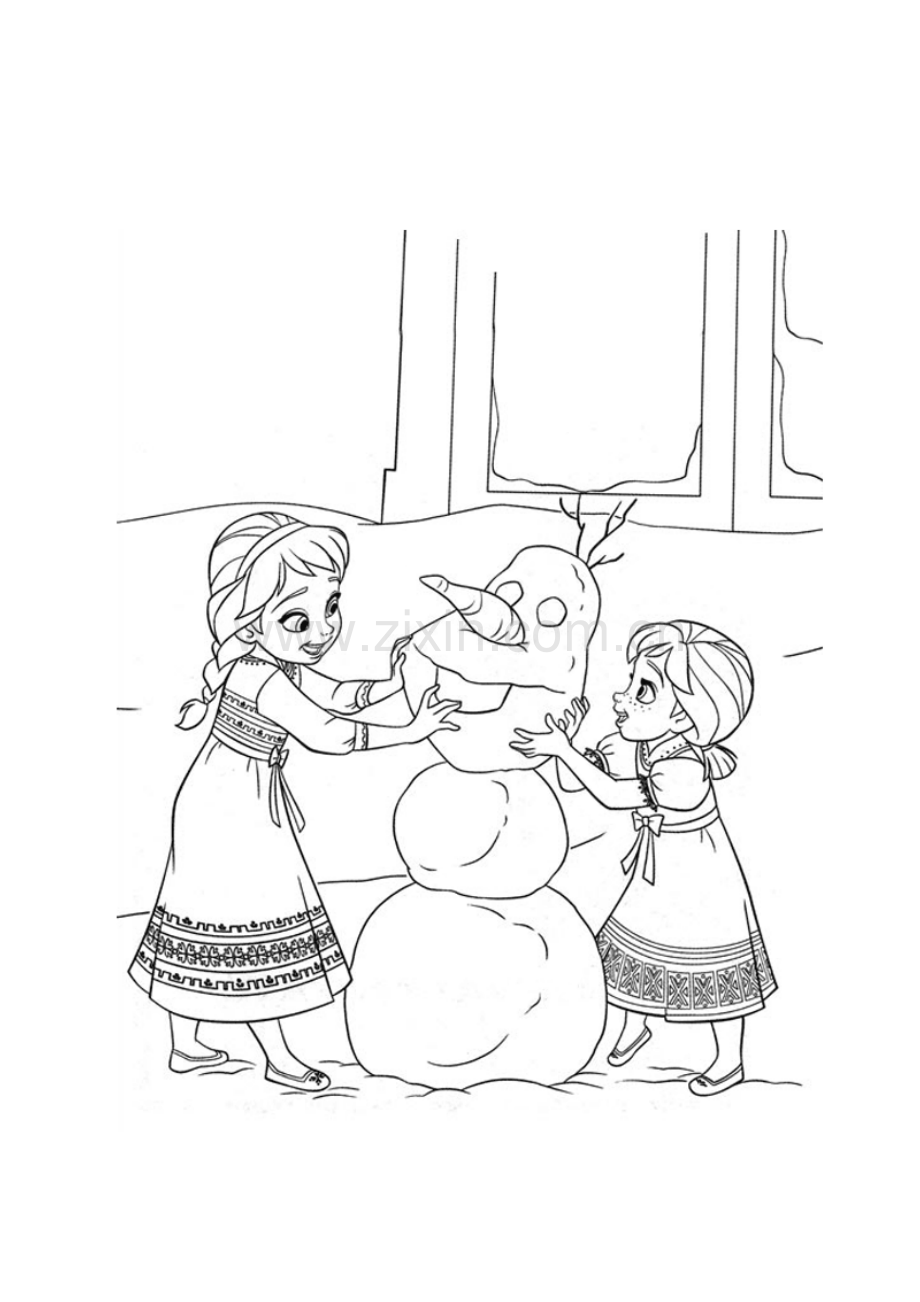 女孩涂色画冰雪奇缘(套图)直接打印.doc_第1页