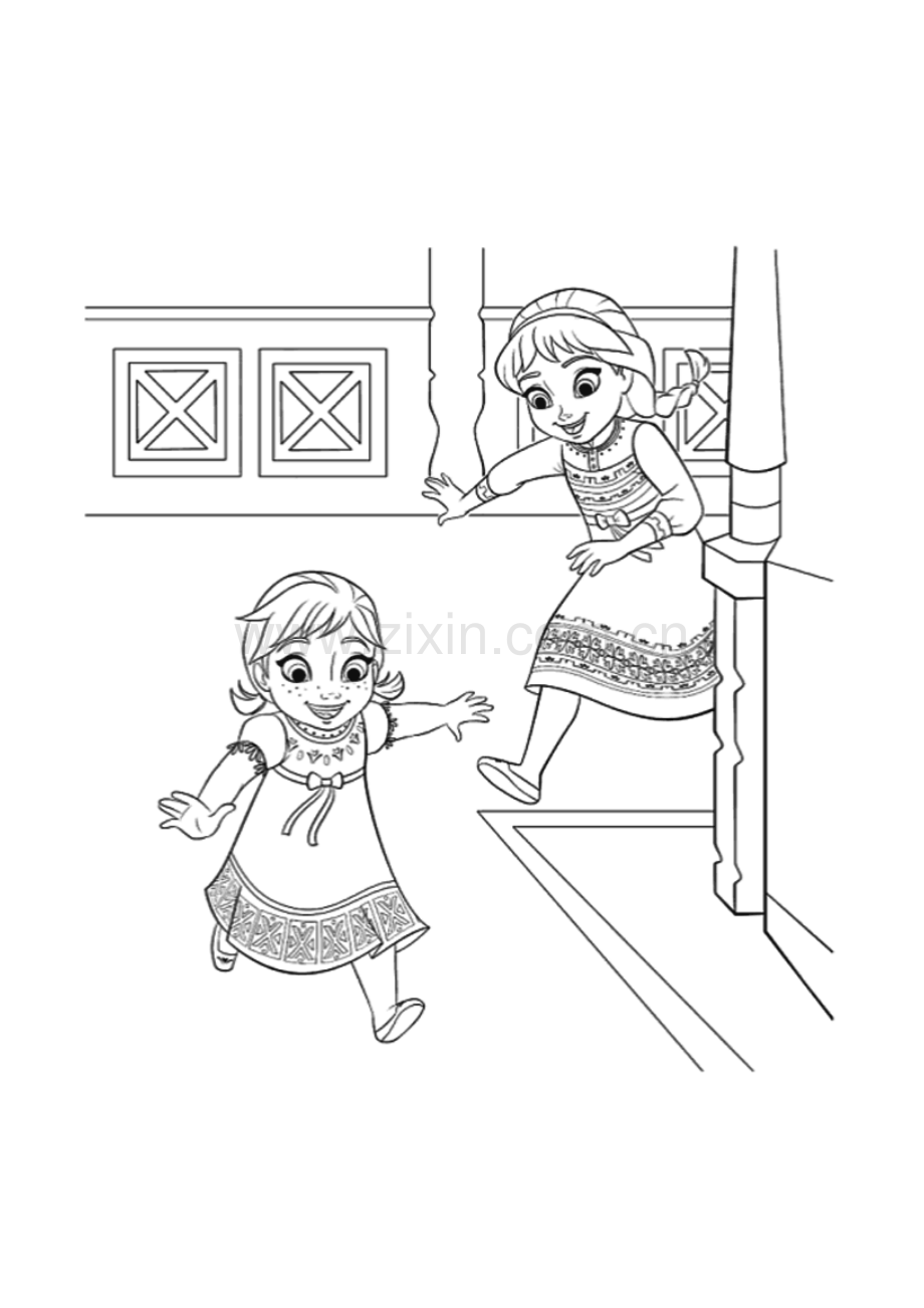 女孩涂色画冰雪奇缘(套图)直接打印.doc_第2页