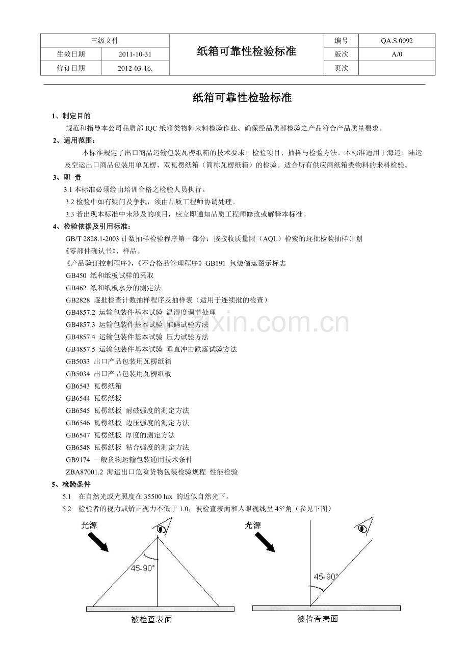 纸箱可靠性检验标准初稿.doc_第2页
