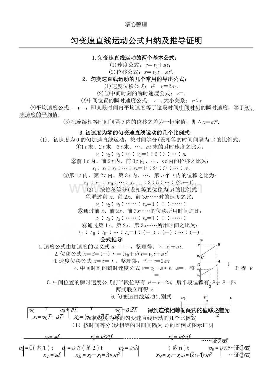匀变速直线运动公式归纳与推导.doc_第1页
