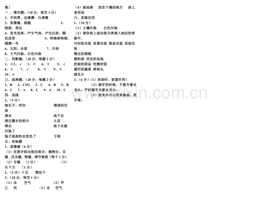 教科版六年级科学下册期末测试卷一.doc_第2页