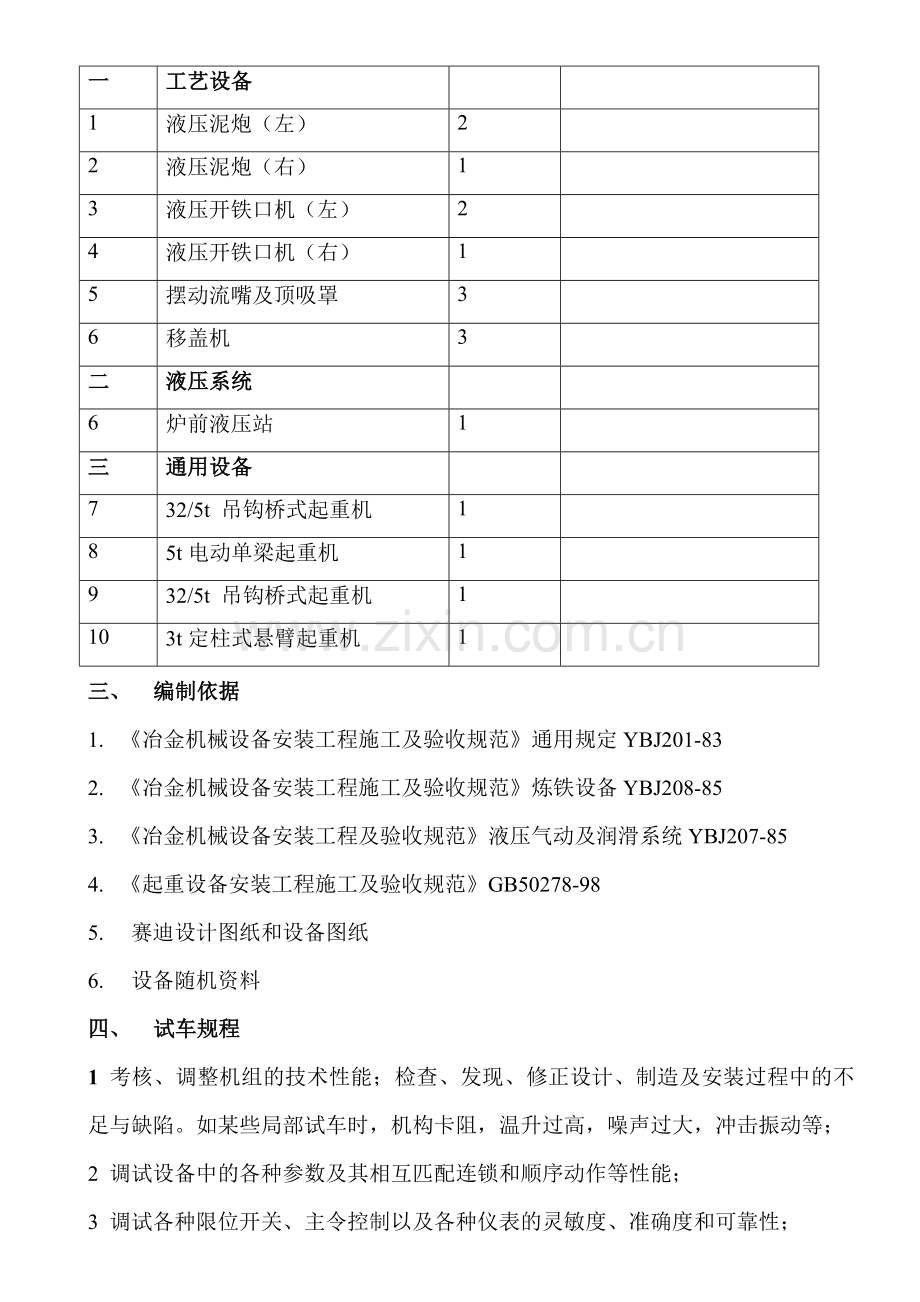 某钢铁厂高炉炉前设备单体试车方案汇总.doc_第2页