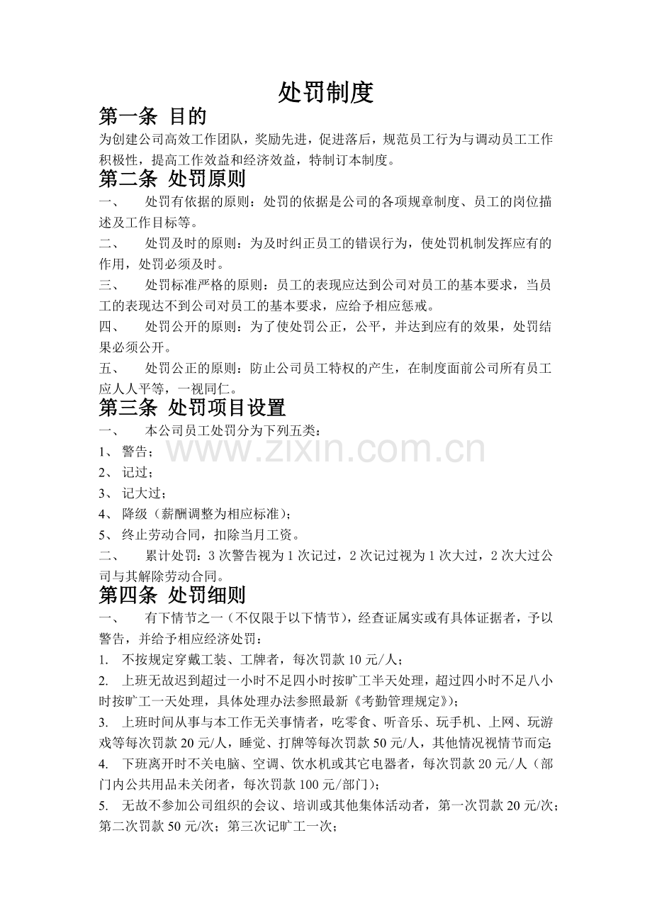 公司管理处罚制度(试行).doc_第1页