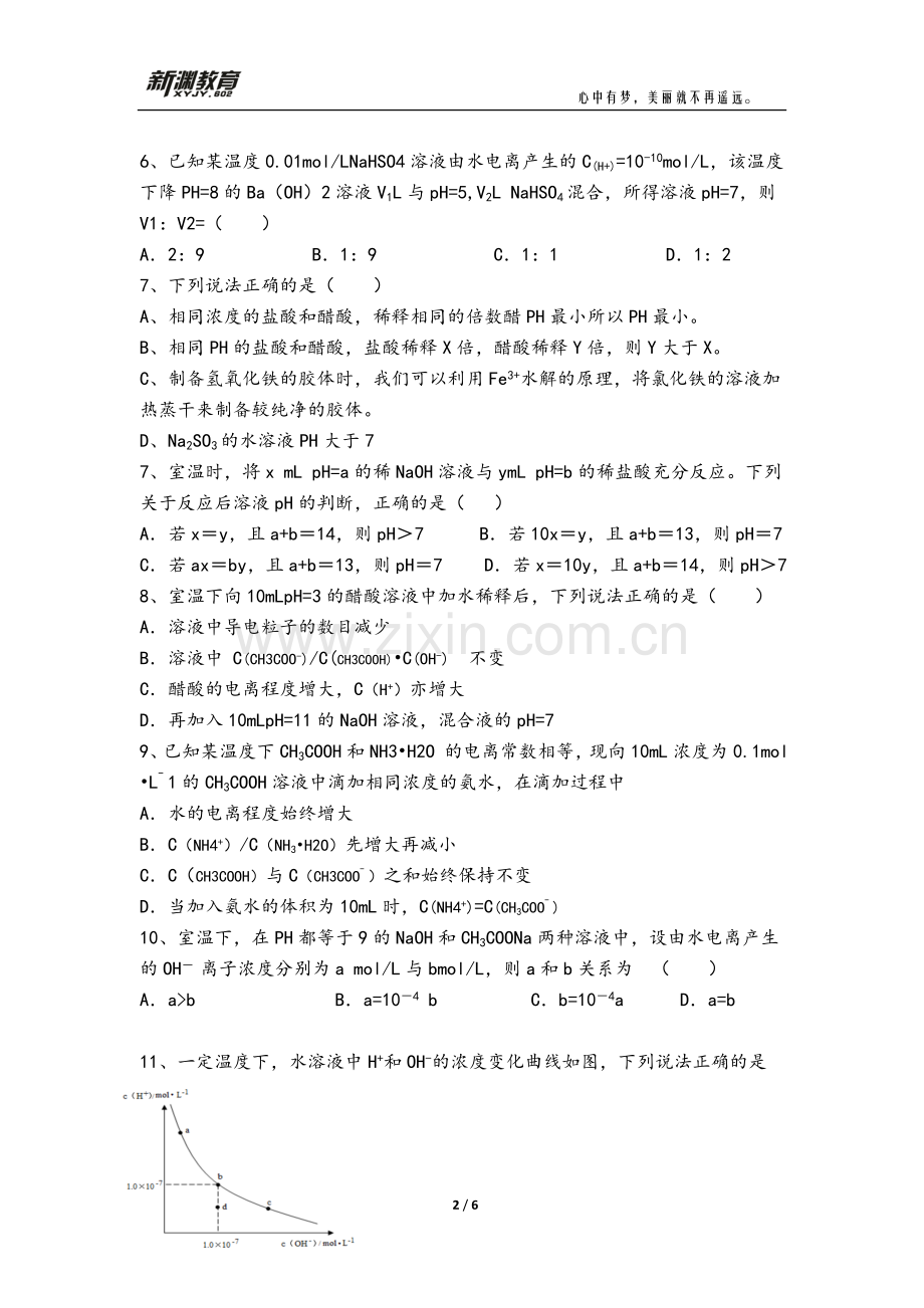高中化学选修四第三单元复习题.doc_第2页