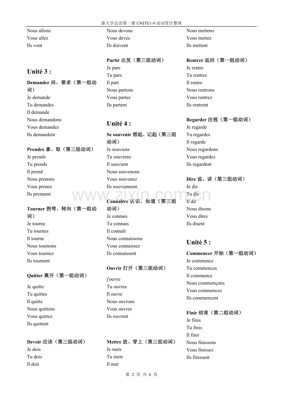 新大学法语第一册U19动词变位整理.doc_第2页