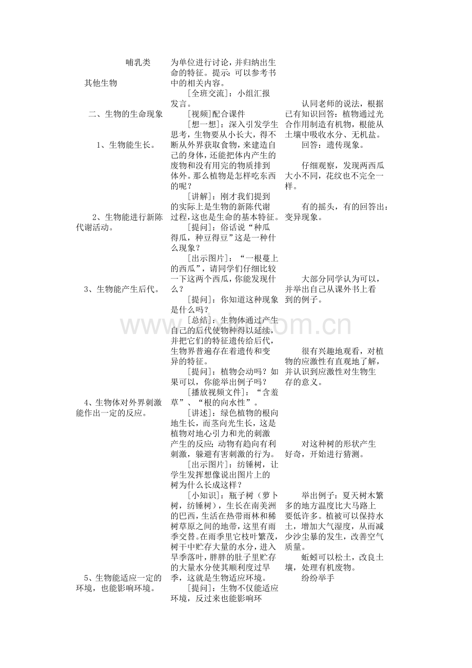 苏教版七年级生物上册全套教案.doc_第2页