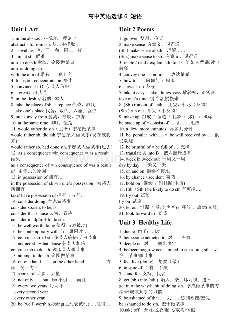 高中英语选修6词组总结.doc_第1页