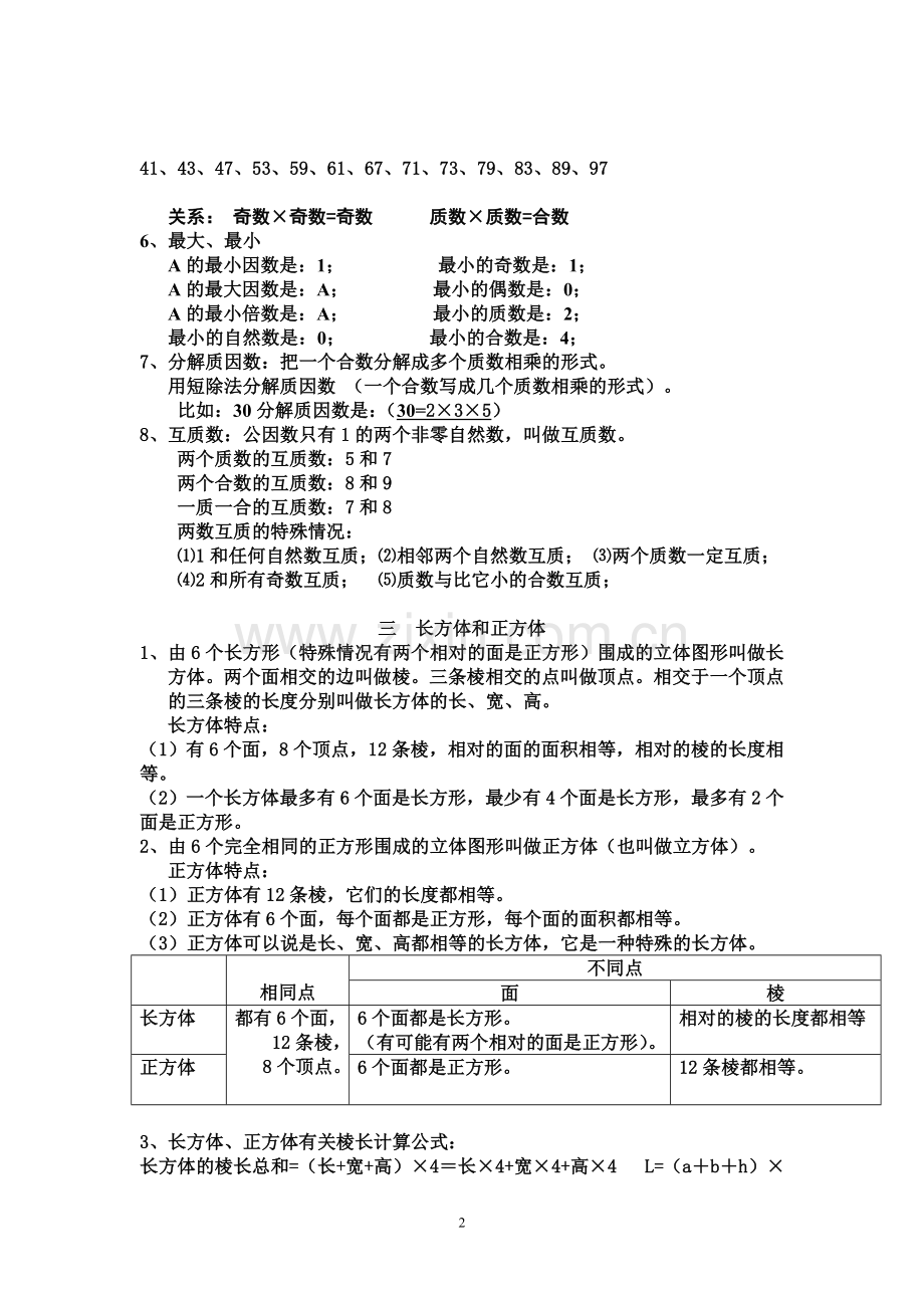 人教版五年级下册数学复习重点概念及公式.doc_第2页