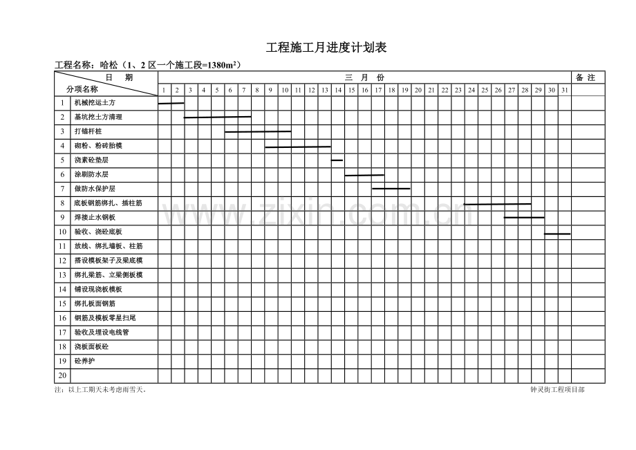 实用版工程施工月进度计划表.doc_第1页