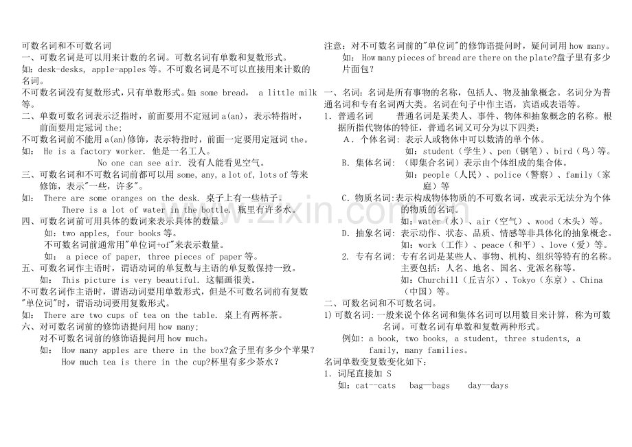 可数名词和不可数名词语法知识.doc_第1页