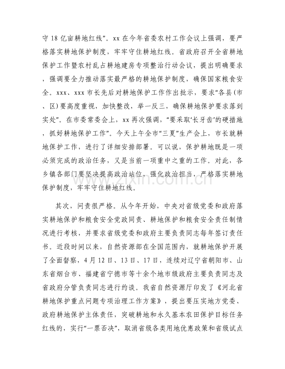 乡镇耕地保护讲话稿范文三篇.docx_第2页