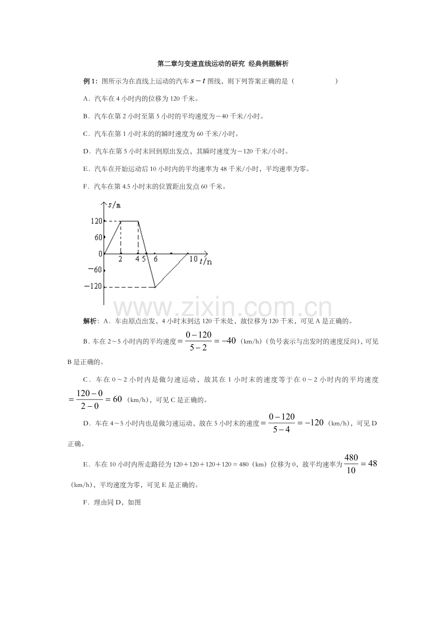 高中物理必修一第二章经典例题解析.doc_第1页