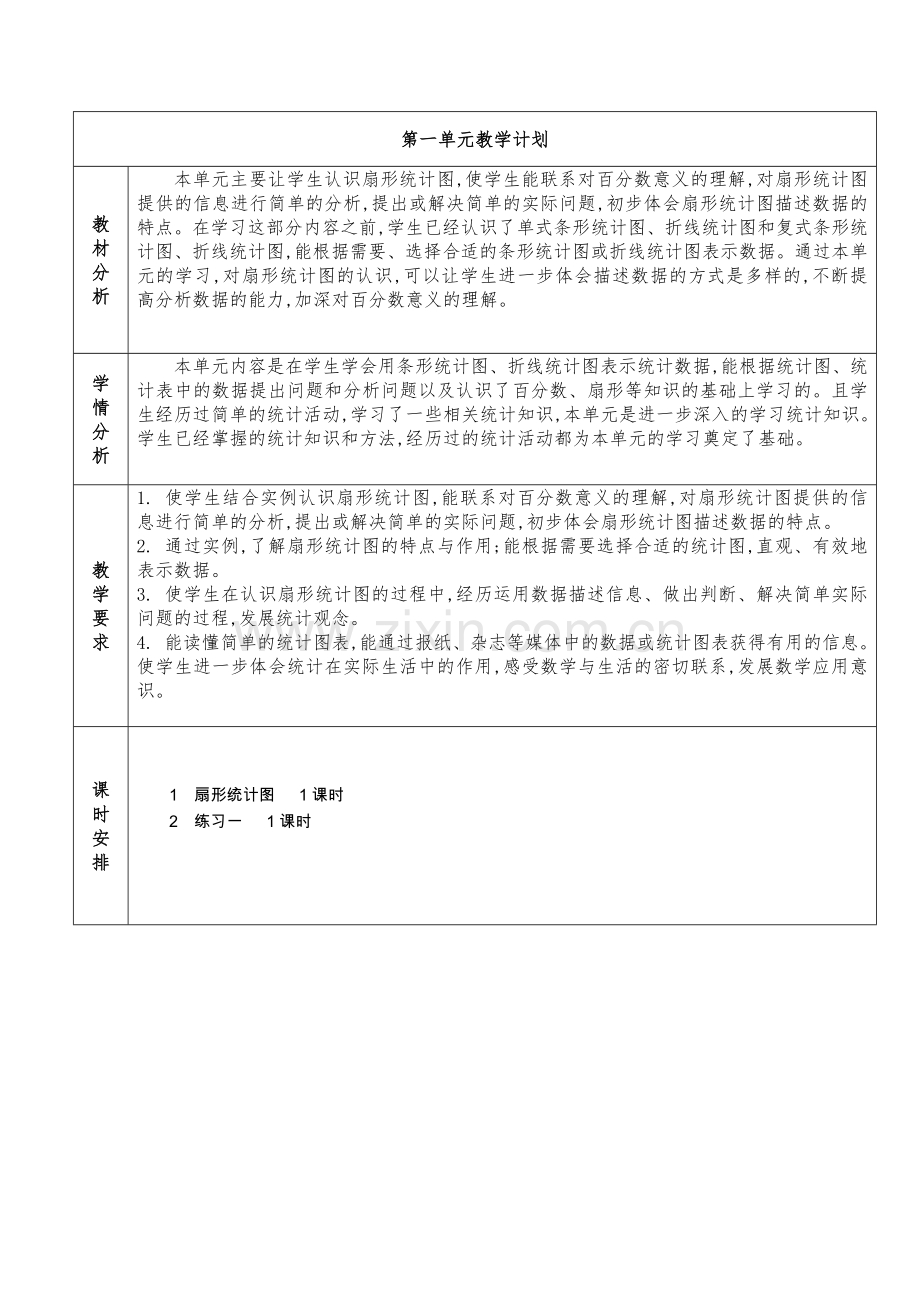 小学数学苏教版六年级下册第一单元计划.doc_第1页