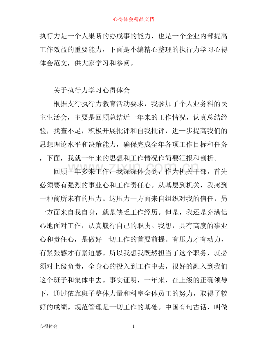 执行力学习心得体会范文.docx_第1页