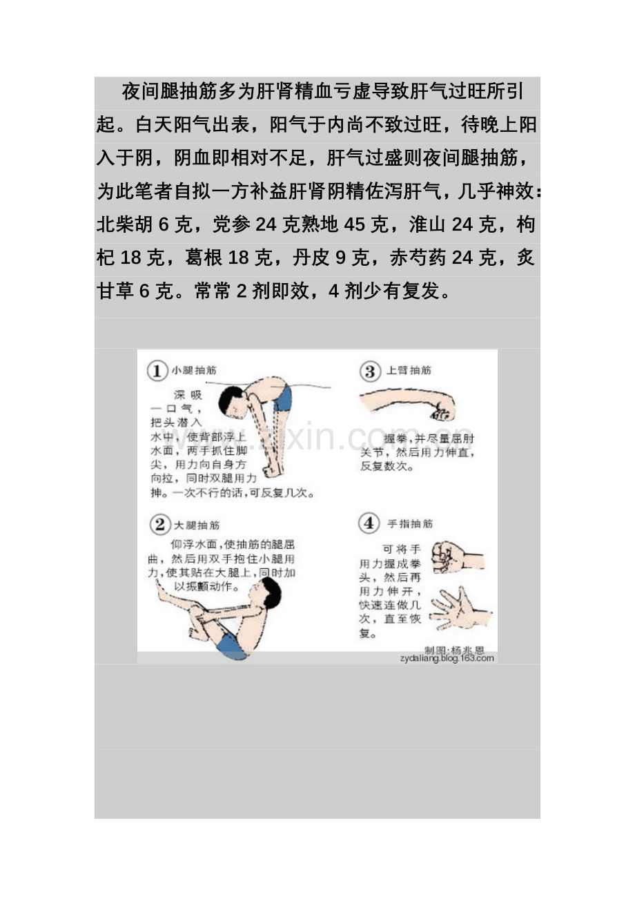 夜间腿抽筋多为肝肾精血亏虚导致肝气过旺所引起.doc_第1页