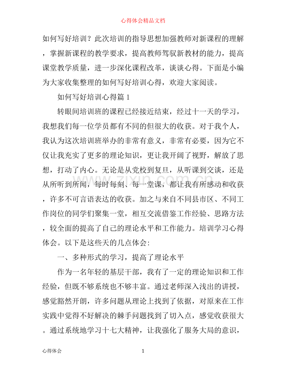 如何写好培训心得.docx_第1页