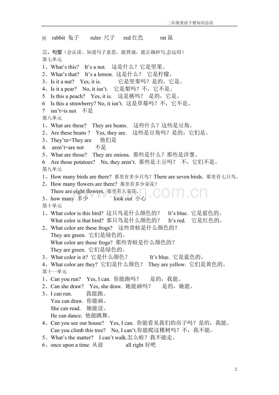 二年级北师大英语下册知识总结.doc_第2页